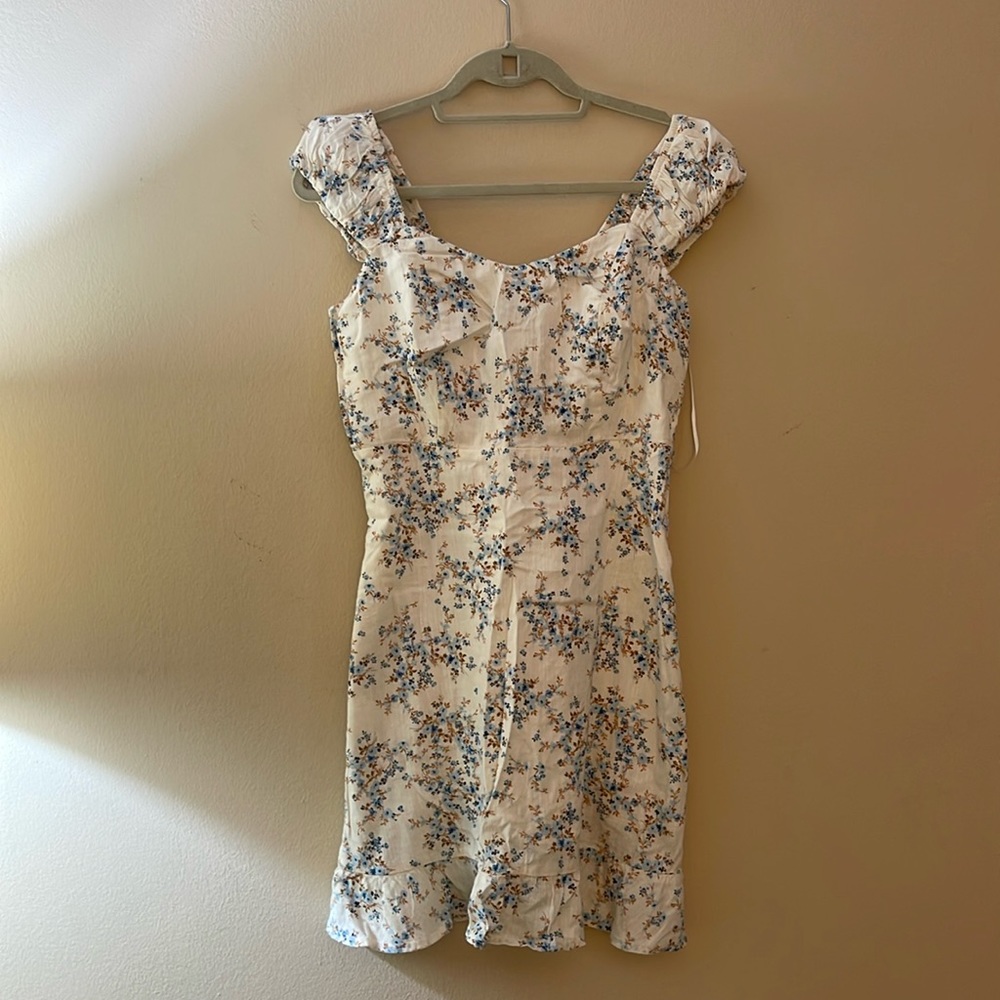 Old Navy Women's Cream and Blue Dress